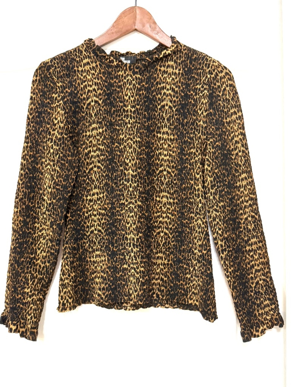 The Kooples Leopard Print Mock Neck Long Sleeve Top Medium